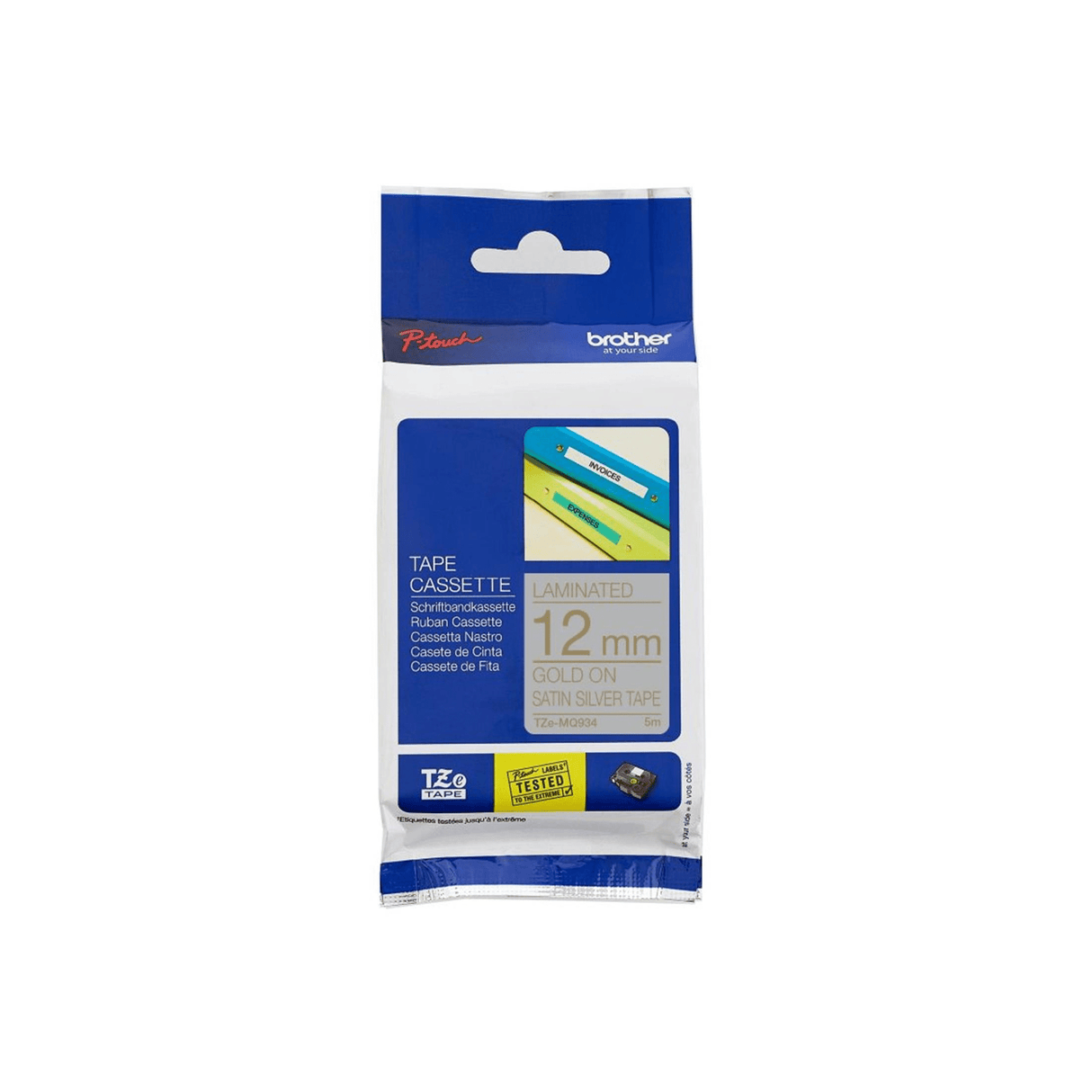 Brother TZe-MQ934 Gold on Satin Silver Laminated Tape 12mm