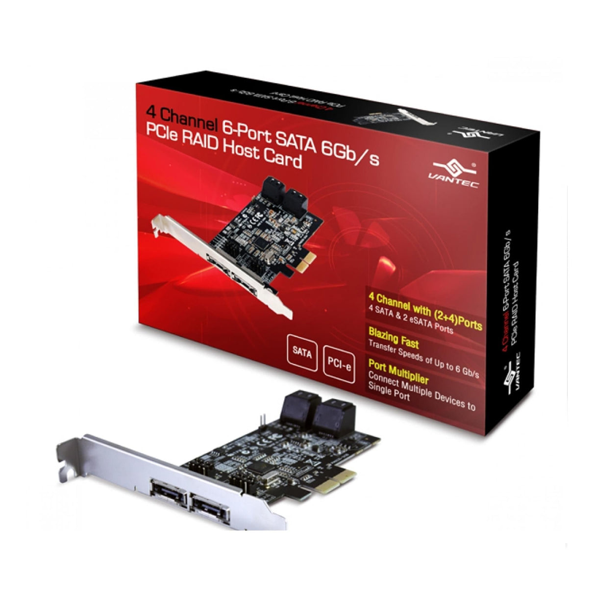 Vantec 4 Channel 6-Port SATA 6Gb/S PCIe RAID Host Card UGT-ST644R
