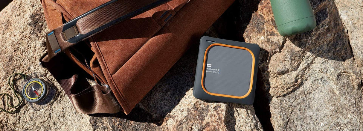 WD My Passport Wireless 2TB Wi-Fi Black and Orange External SSD WD BAMJ0020BGY-EESN