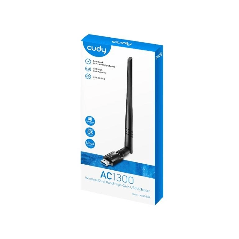 Cudy 1300Mbps Dual-Band Wireless USB 3.0 Adapter with High Gain Antenna WU1400