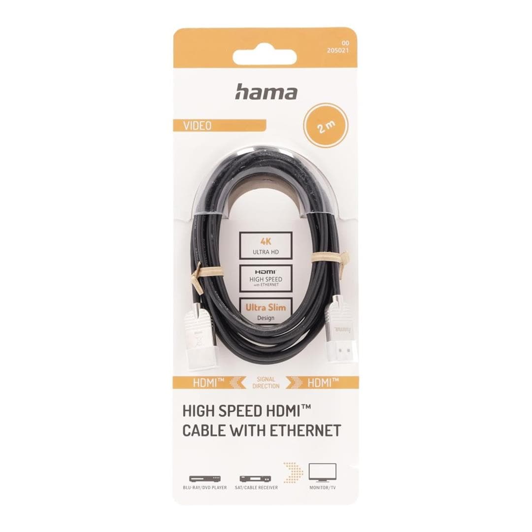 Hama Ultra-Slim HDMI Male to Male Cable 2m Silver 00205021