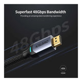 Choetech 8K HDMI 2.1 Male to Male Braided Cable 2m 01.02.04.XHH01-BK