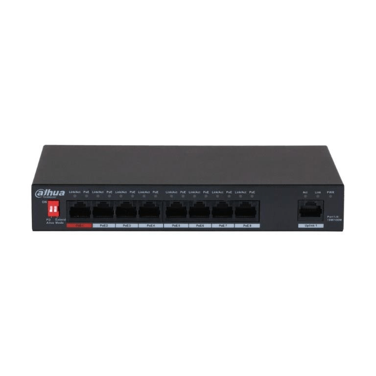 Dahua PFS3009-8ET-96 9-port Unmanaged Desktop Switch with 8-port PoE 1.0.01.20.10407