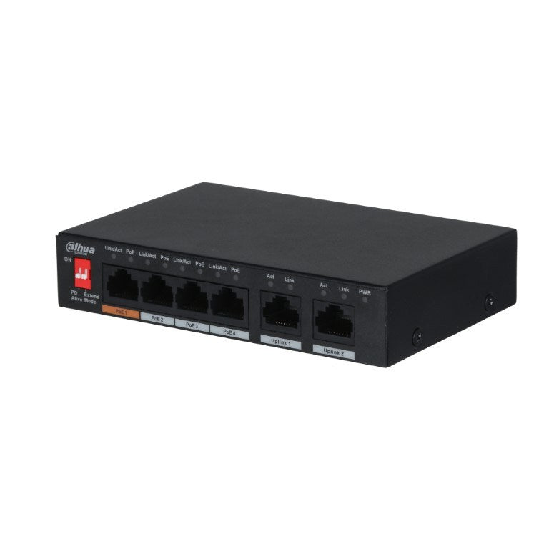 Dahua PFS3006-4ET-60 4-port PoE FE Unmanaged Desktop Switch with 2x FE Uplink Ports 1.0.01.20.10602