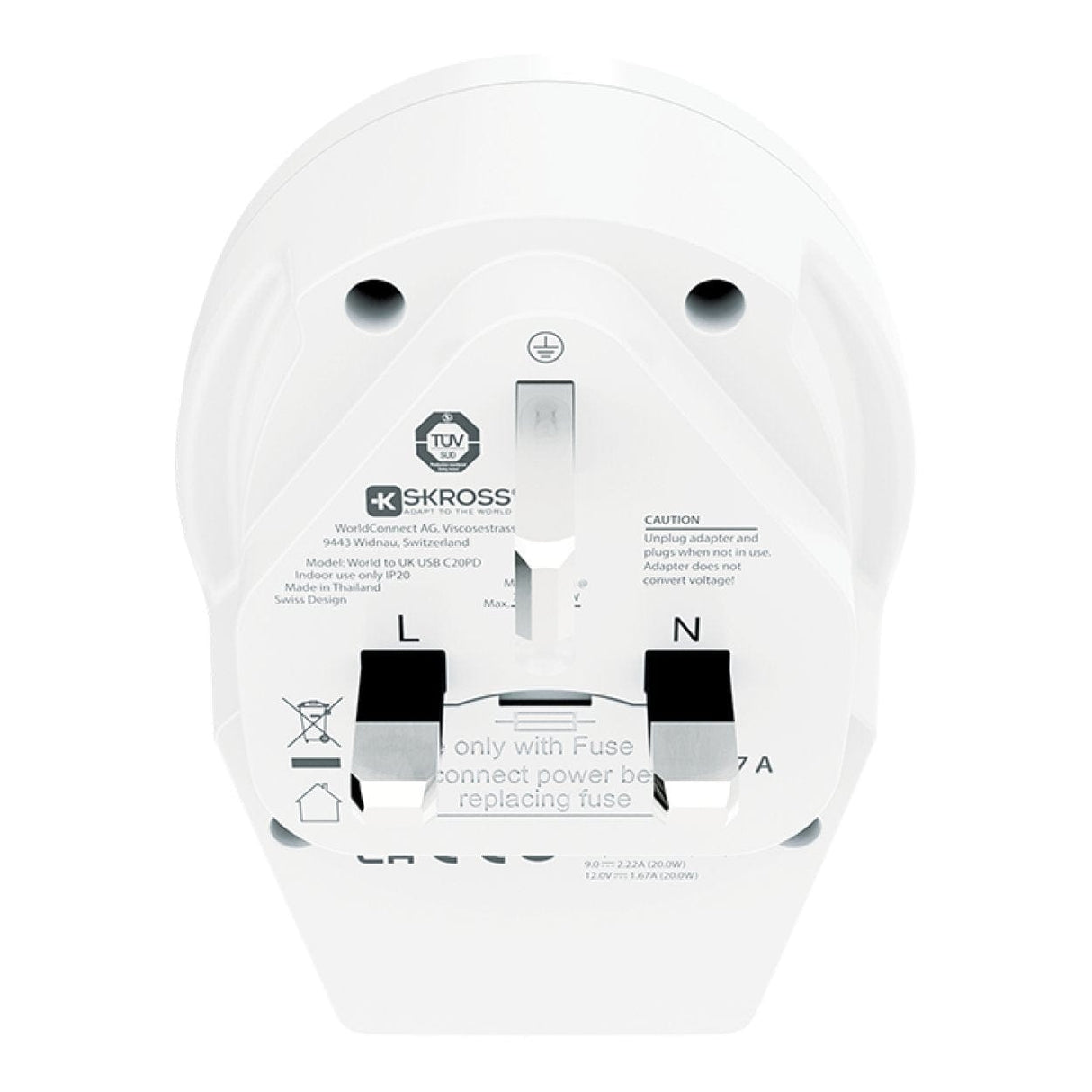 Skross C20PD World to UK USB Adapter Plug 1.500291