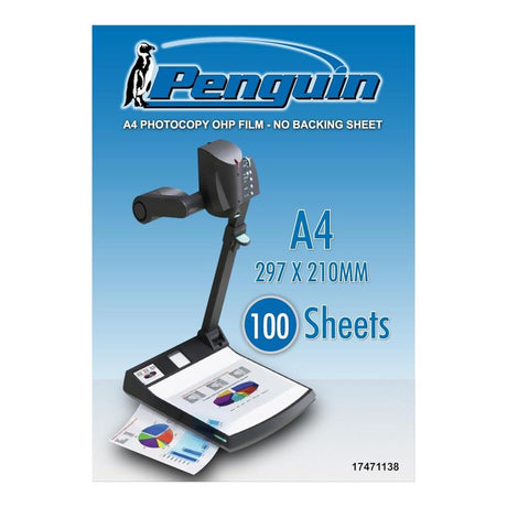 Penguin A4 Transparency No Backing OHP Film 100-sheets 100 MICRON-CL