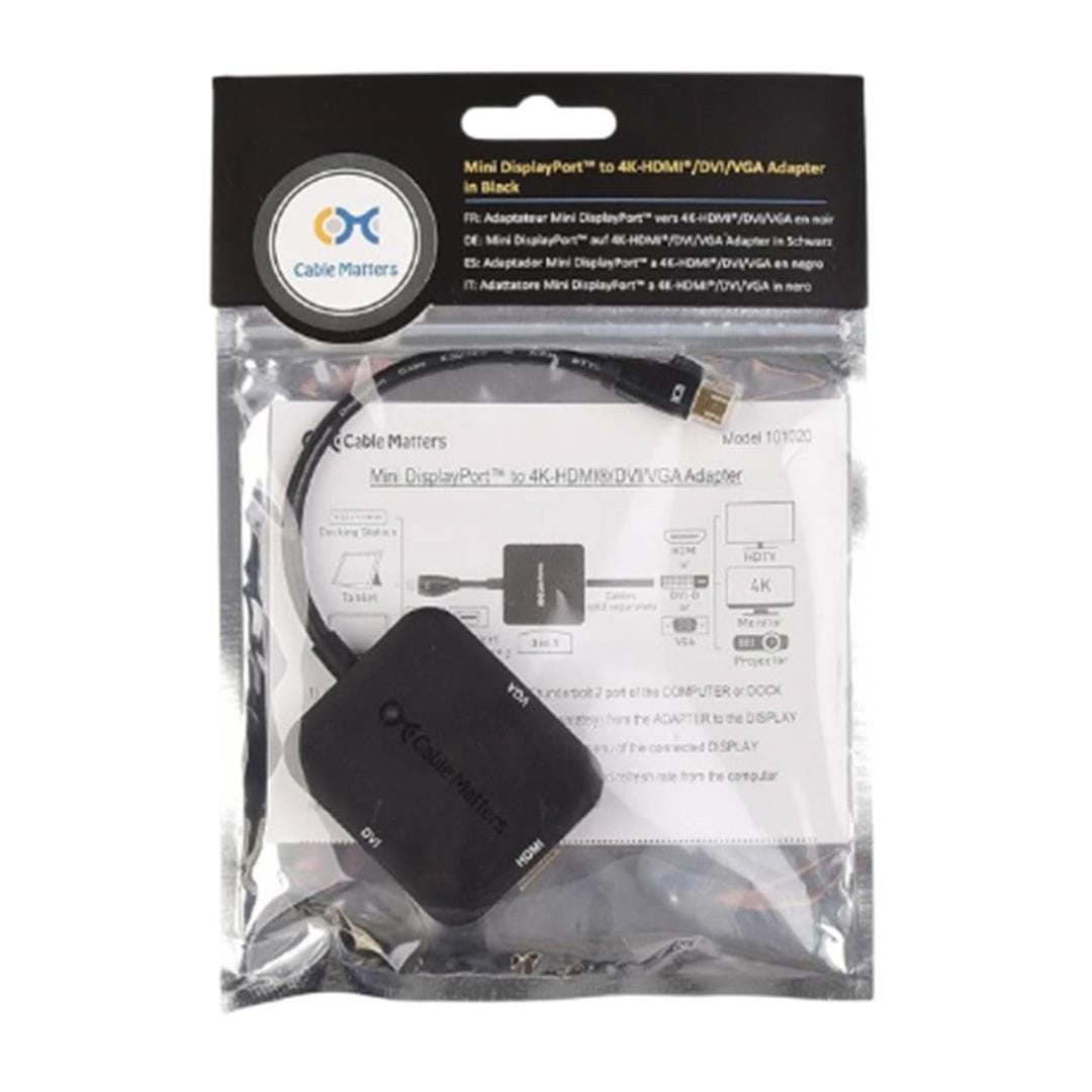 Cable Matters 3-in-1 Mini DisplayPort Adapter 101020-BLACK