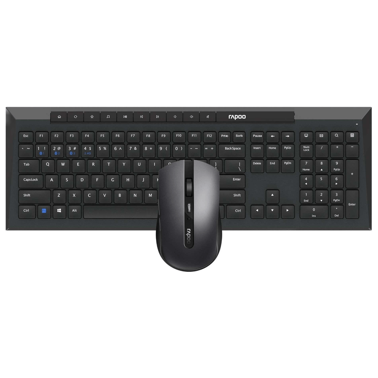 Rapoo 8210M Multi-mode Wireless Keyboard and Mouse Combo - Black 113A-21800-800