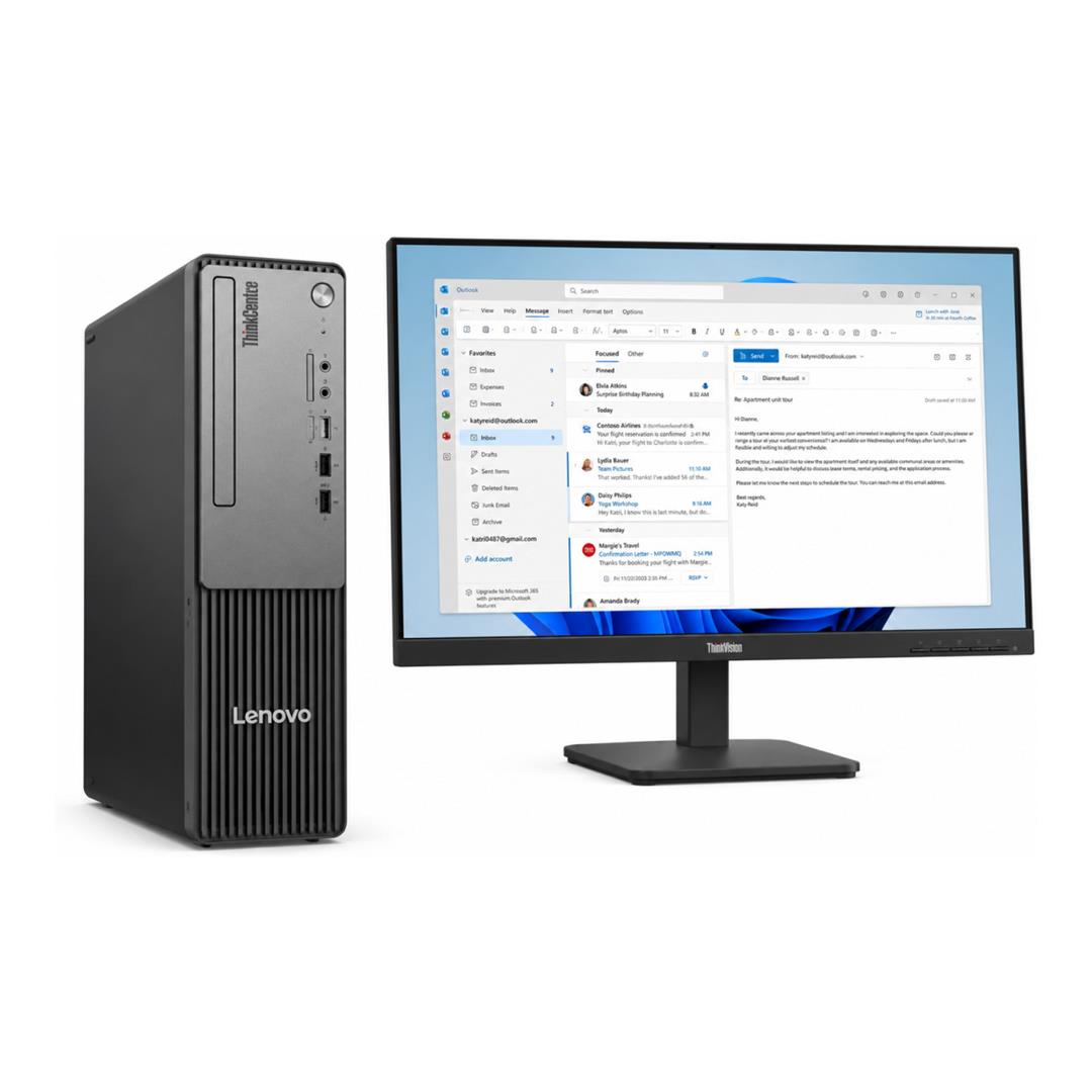 Lenovo ThinkCentre Neo 50s Intel Ultra 5 Win 11 Pro SFF PC and Lenovo S24-4e Monitor Bundle