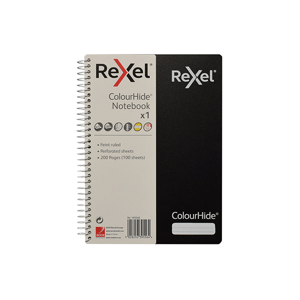 Rexel ColourHide A5 Notebook - Black 165040
