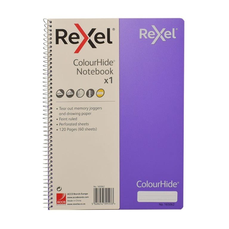 Rexel ColourHide A4 Notebook - Purple 165062