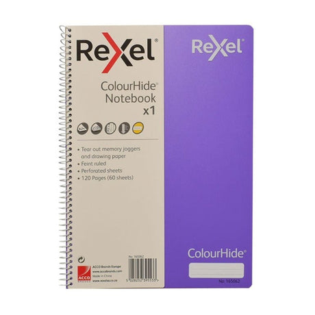 Rexel ColourHide A4 Notebook - Purple 165062