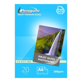 Penguin Inkjet A6 Gloss Photo Paper 260g 20-sheets 17402026