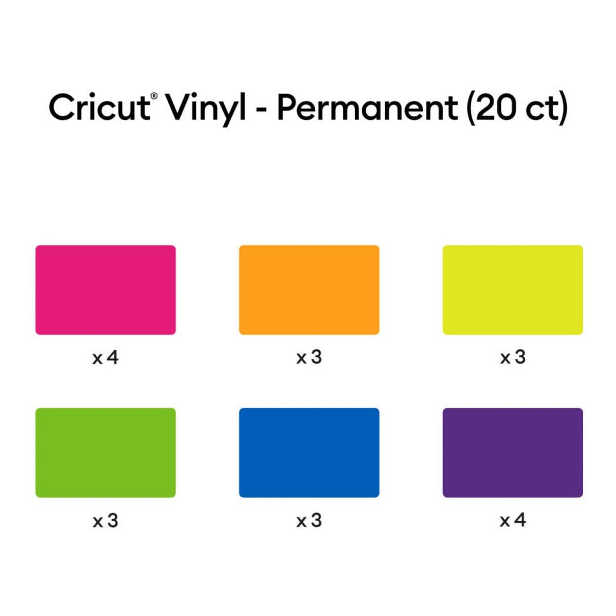 Cricut Permanent Vinyl 30.5x30.5cm 20-sheet Bright Rainbow Sampler 2009650