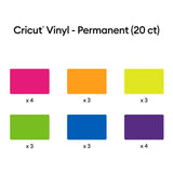 Cricut Permanent Vinyl 30.5x30.5cm 20-sheet Bright Rainbow Sampler 2009650