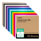 Cricut Value Iron-On HTV Rainbow Sampler 30.5 x 30.5cm 20-pack 2010898