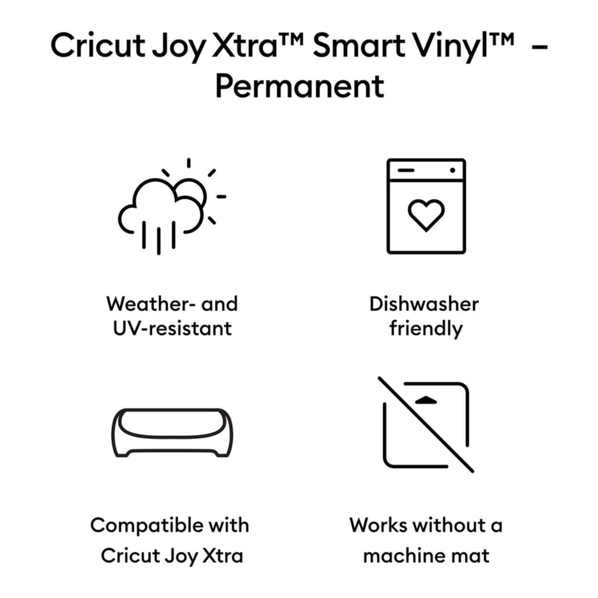 Cricut Joy Xtra Smart Vinyl Permanent 24.1x91.4cm 1-sheet White 2011369