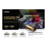Ugreen 15cm DVI Male to HDMI Female1080p Full HD Cable Adapter Black 20118