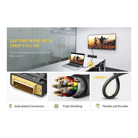 Ugreen 15cm DVI Male to HDMI Female1080p Full HD Cable Adapter Black 20118