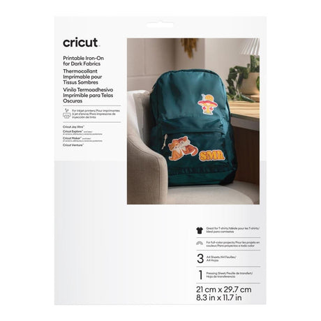 Cricut Printable Iron-On Vinyl for Dark Fabrics 21x29.7cm 3-sheet 2011838