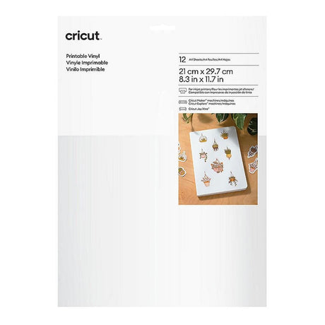 Cricut Printable Vinyl 21x29.7cm 12-sheets White 2011883