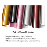 Cricut Value Glitter Iron-On Vinyl 25.4x30.5cm 6-sheet Party Sampler 2012074