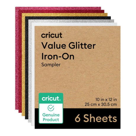Cricut Value Glitter Iron-On Vinyl 25.4x30.5cm 6-sheet Party Sampler 2012074