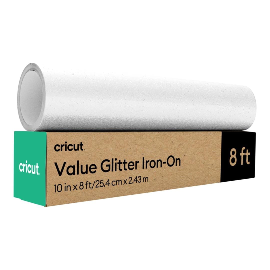 Cricut Value Glitter Iron-On Vinyl 25.4cmx2.4m 1-sheet White 2012075