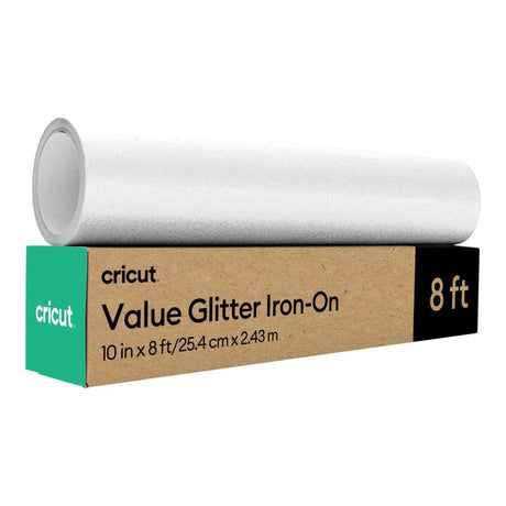 Cricut Value Glitter Iron-On Vinyl 25.4cmx2.4m 1-sheet White 2012075