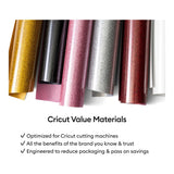 Cricut Value Glitter Iron-On Vinyl 25.4cmx2.4m 1-sheet Silver 2012076