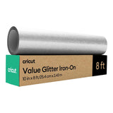 Cricut Value Glitter Iron-On Vinyl 25.4cmx2.4m 1-sheet Silver 2012076