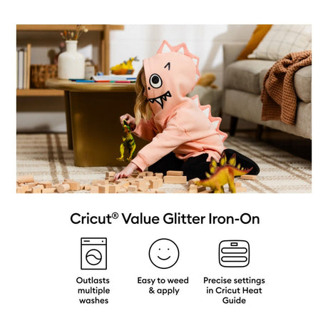 Cricut Value Glitter Iron-On Vinyl 25.4cmx2.4m 1-sheet Black 2012077