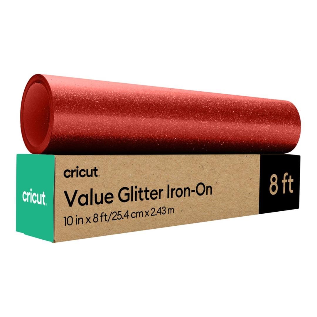 Cricut Value Glitter Iron-On Vinyl 25.4cmx2.4m 1-sheet Red 2012079
