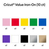 Cricut Value Iron-On Vinyl 30.5x30.5cm 10-sheet Rainbow Sampler 2012093