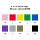 Cricut Value Vinyl Matte Rainbow Sampler 12 in x 12 in 10-pack 2012345
