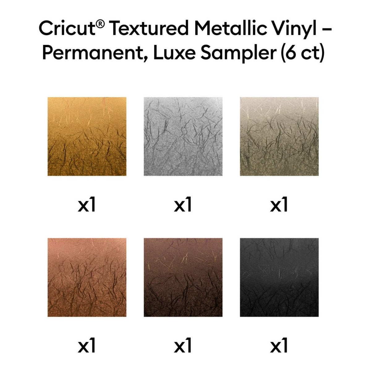 Cricut Textured Metallic Permanent Vinyl Luxe Sampler 12 in x 12 in 6-pack 2012349