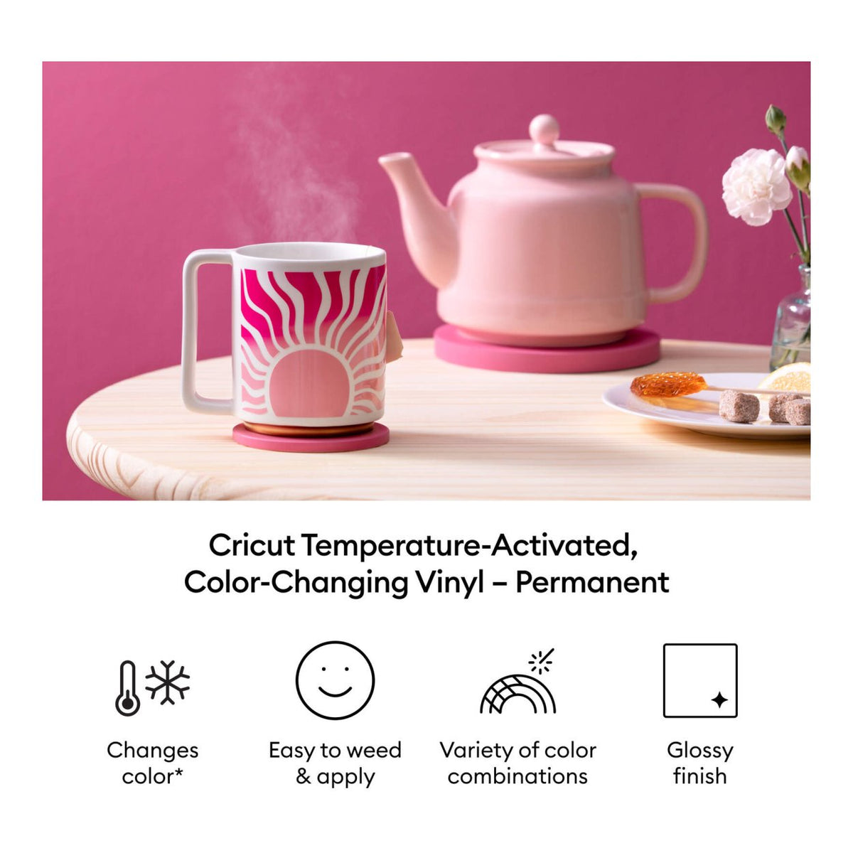 Cricut Temperature-Activated Colour-Changing Permanent Vinyl Rainbow Sampler 12 in x 12 in 5-pack 2012350