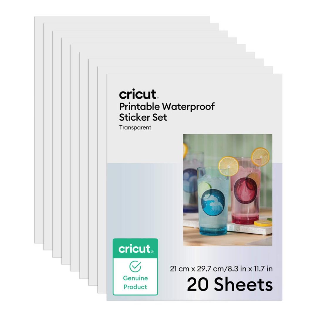 Cricut Printable Waterproof Sticker Set Transparent A4 20-pack 2012654