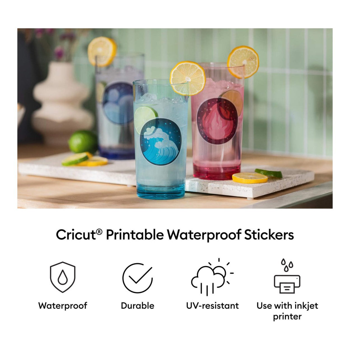 Cricut Printable Waterproof Sticker Set Transparent A4 20-pack 2012654