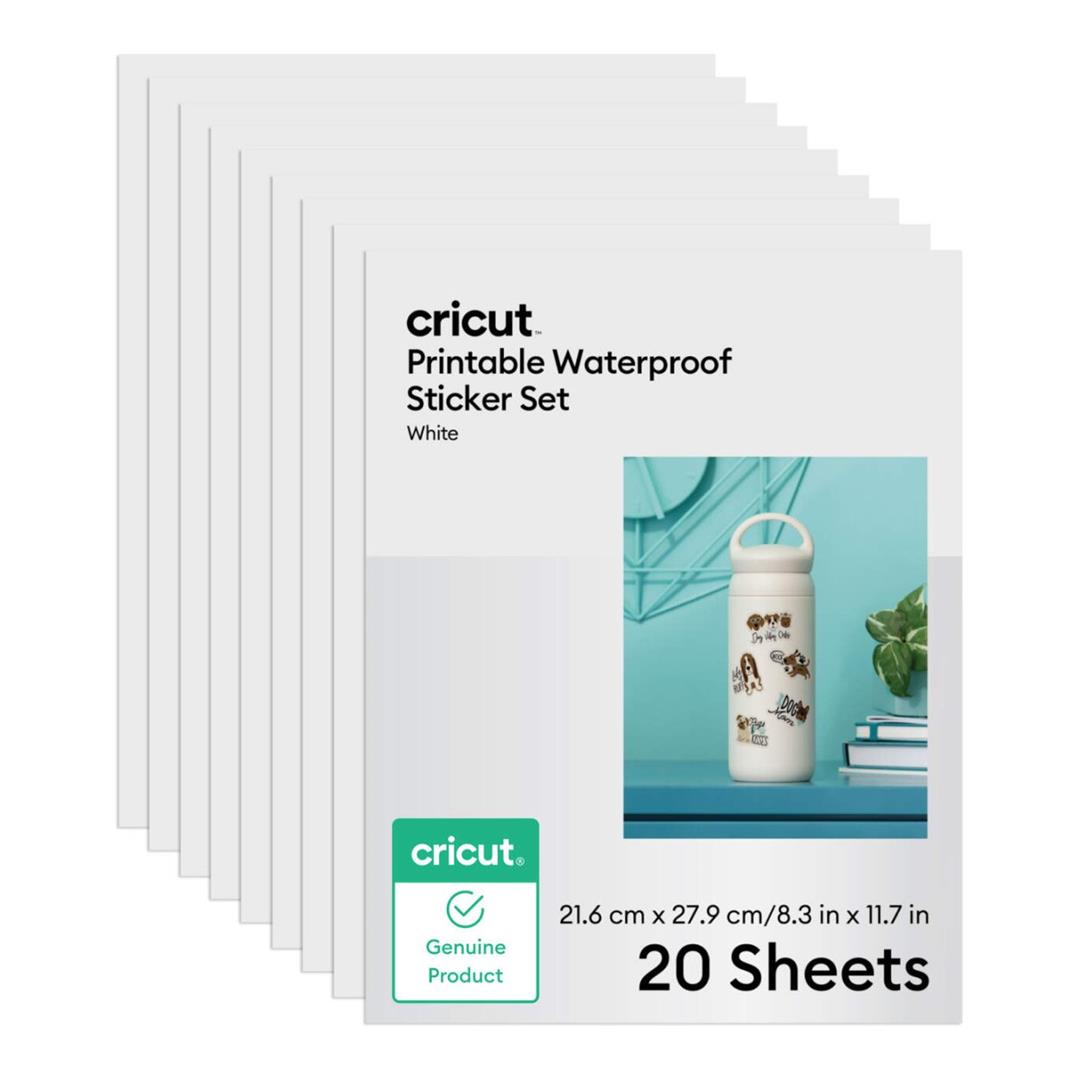 Cricut Printable Waterproof Sticker Set White A4 20-pack 2012655