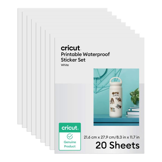 Cricut Printable Waterproof Sticker Set White A4 20-pack 2012655