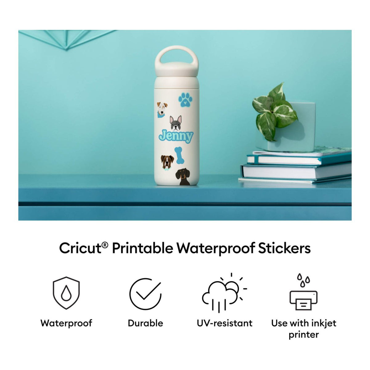 Cricut Printable Waterproof Sticker Set White A4 20-pack 2012655