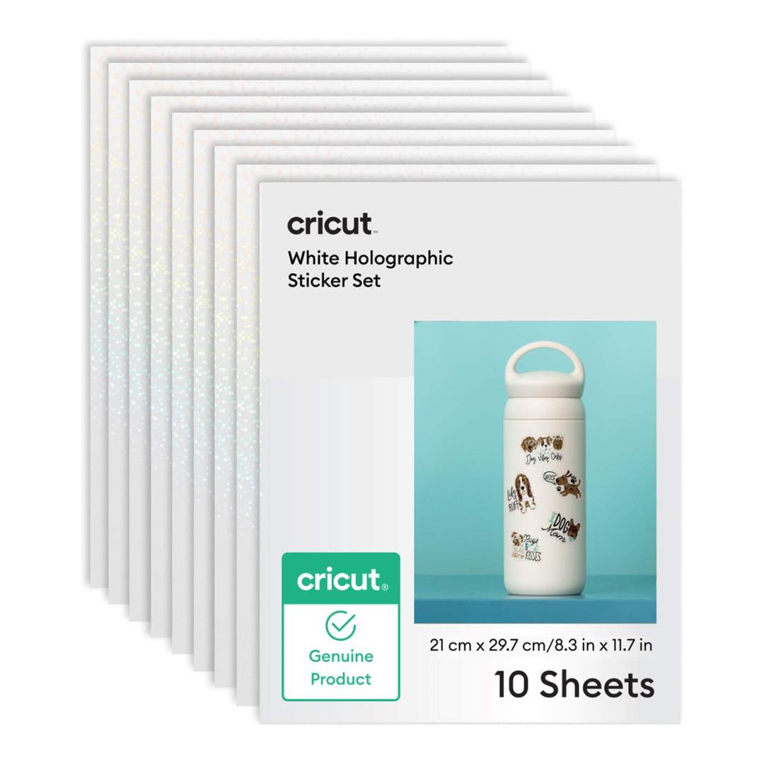 Cricut Printable Waterproof Holographic Sticker Set White A4 10-pack 2012658