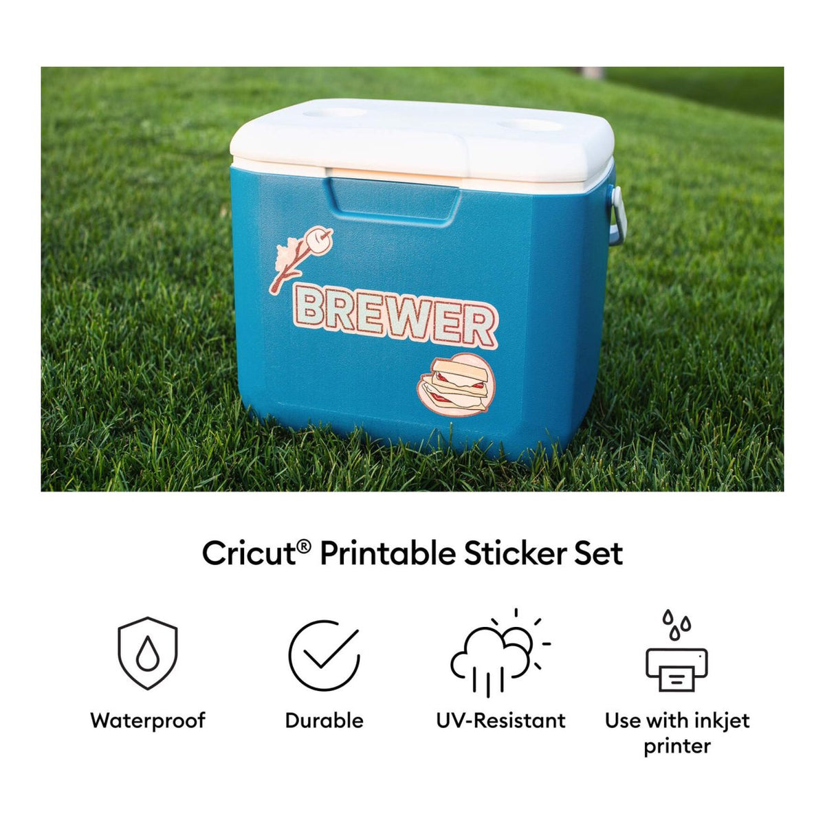 Cricut Printable Waterproof Holographic Sticker Set White A4 10-pack 2012658