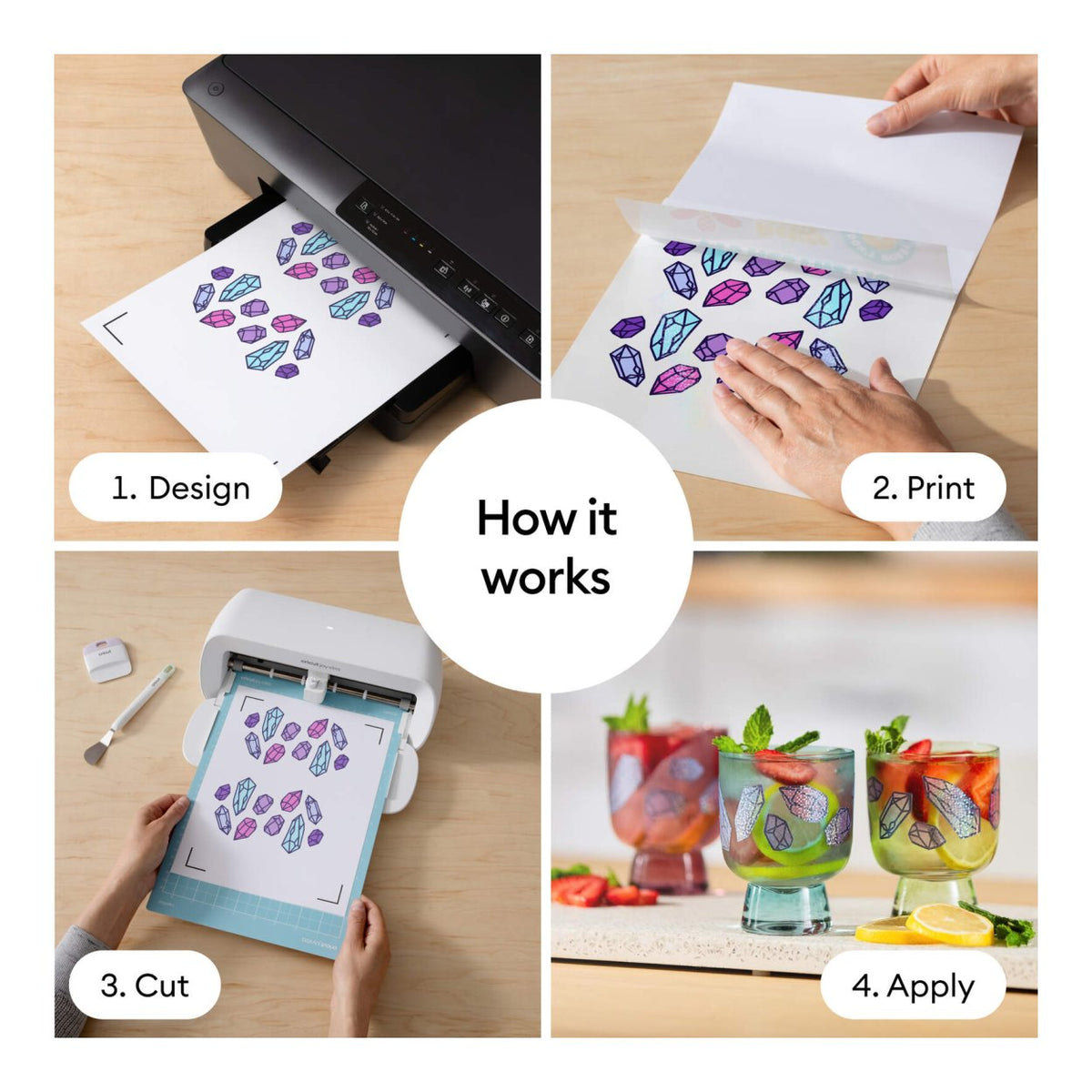 Cricut Printable Waterproof Holographic Sticker Set Transparent A4 10-pack 2012659