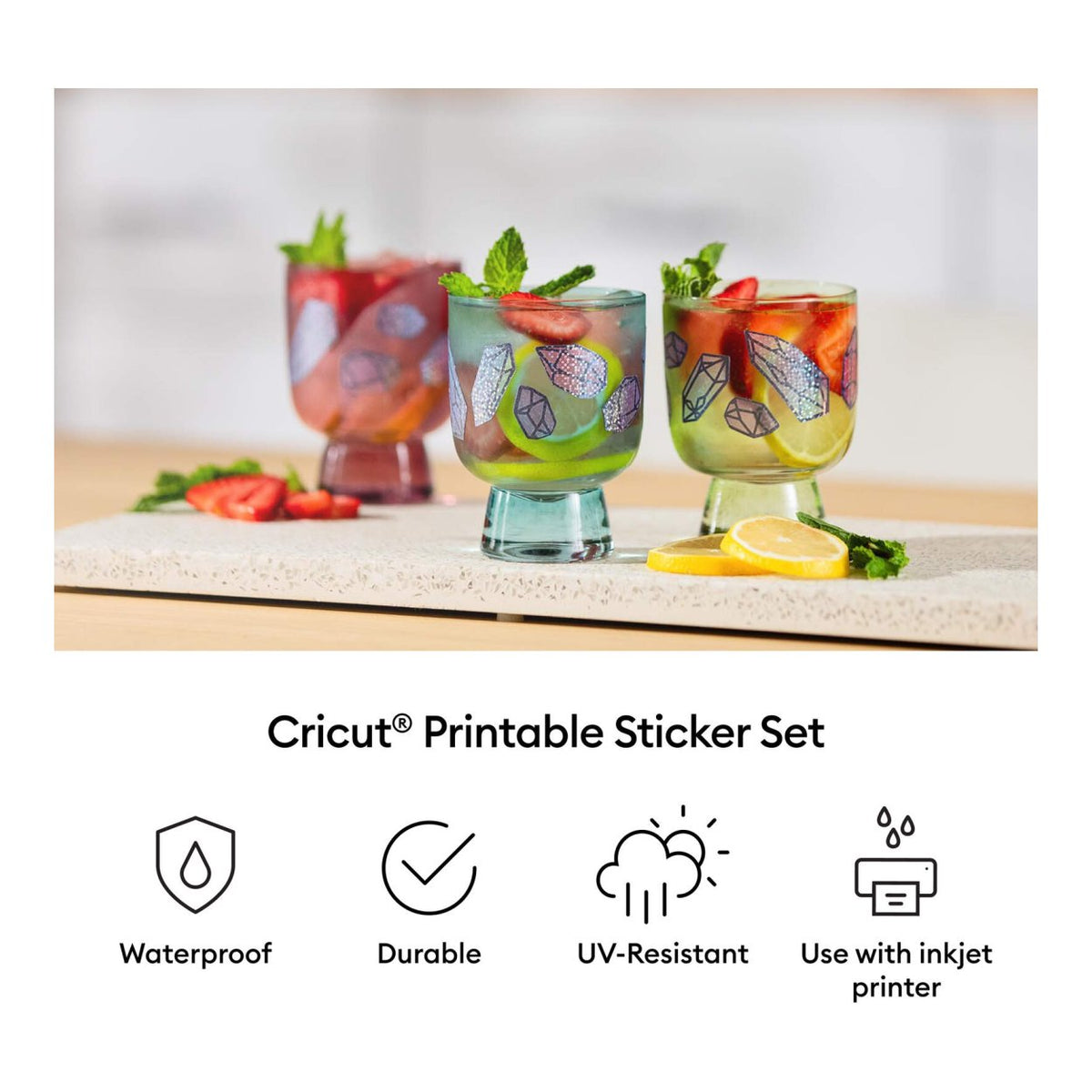 Cricut Printable Waterproof Holographic Sticker Set Transparent A4 10-pack 2012659
