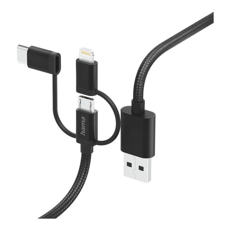 Hama 3-in-1 Multi Charging Cable 1.5m Black 201536