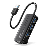 Ugreen USB-A Male to Ethernet Adapter with 3-port USB Hub Black 20265