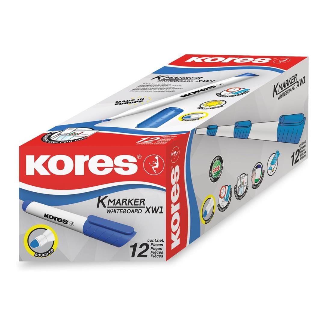 Kores K-Marker Whiteboard Marker with Bullet Tip 12-pack Blue 20833