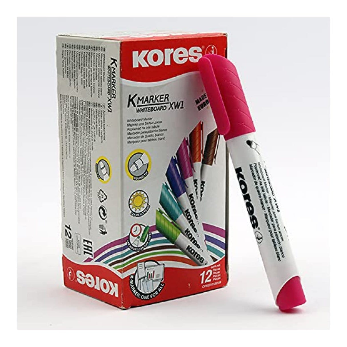 Kores K-Marker Whiteboard Marker with Bullet Tip 12-pack Red 20837